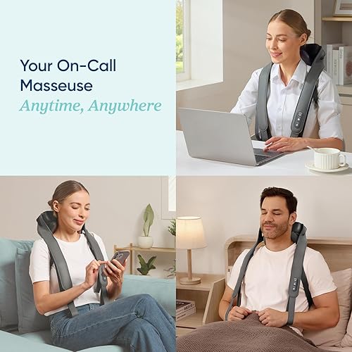 Miniatura 7 de Etekcity Masajeador de cuello inalámbrico para aliviar el dolor de tejido profundo, masajeador de hombros Shiatsu con calor, herramientas de masaje