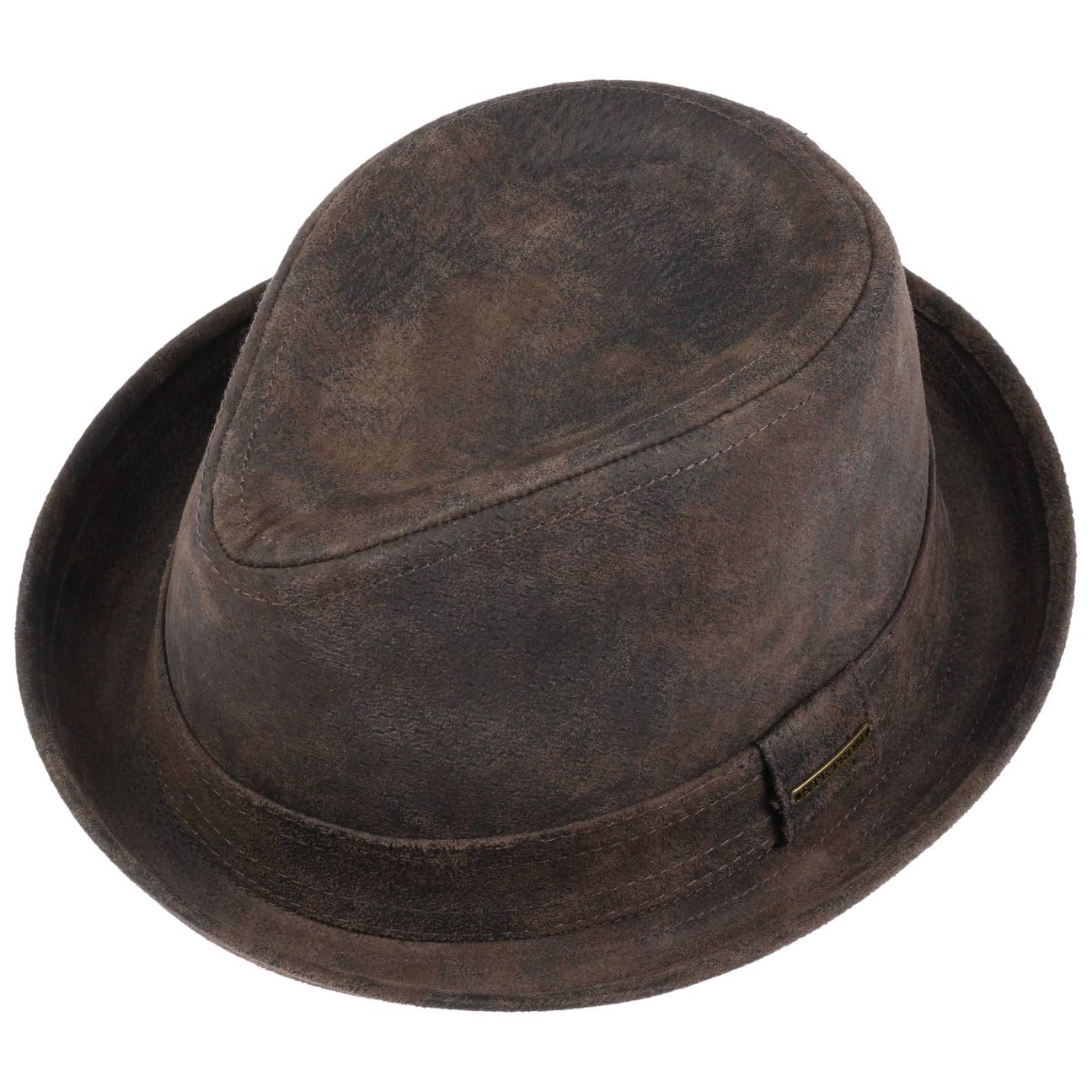 Stetson Radcliff Player Lederhut Damen Herren Pork Pie Leder Fedora Hut mit Baumwollfutter Einfarbiger Ledertrilby Sommer Winter