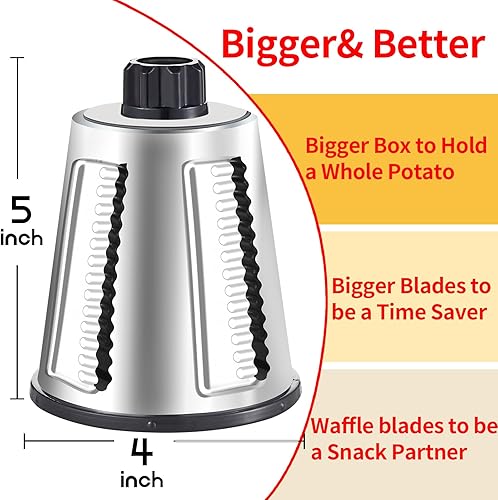 Miniatura 2 de Ralladores rotativos de queso con 4 cuchillas, rallador de queso de manivela con rebanador de waffles, rallador de queso rojo, negro y blanco con