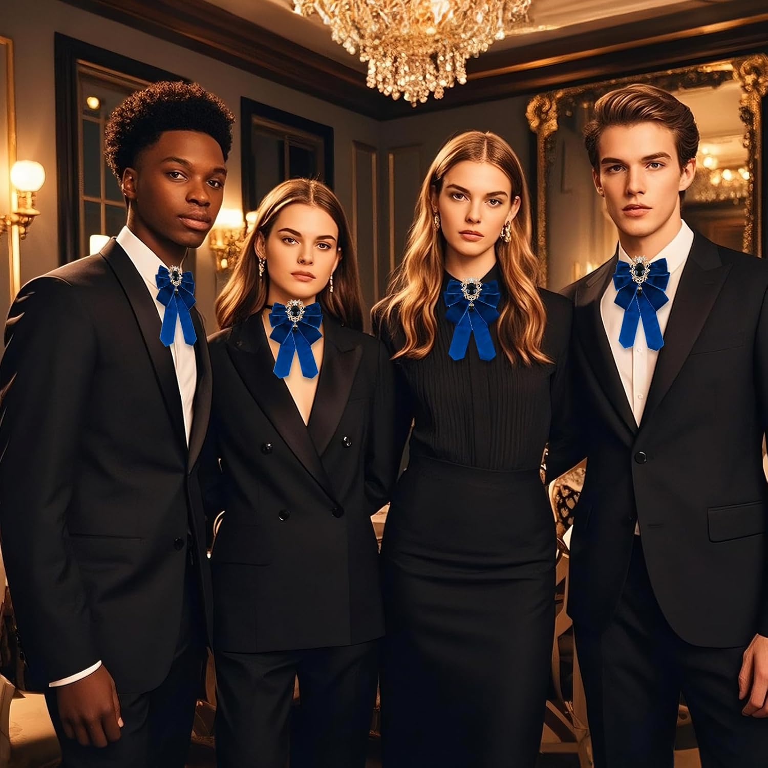 Velvet Bow Ties for Men and Women Pre-tied Rhinestone Bow Tie for Tuxedo Party Prom Holiday - Image 7