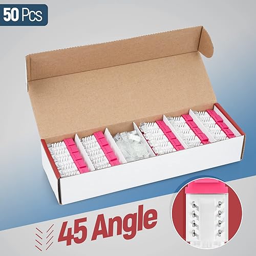 Miniatura 249 de Everest - Paquete de 50 conectores Keystone RJ45 Cat6 en ángulo de 45°, color blanco, conectores RJ45 hembra de perfil delgado, conector Keystone