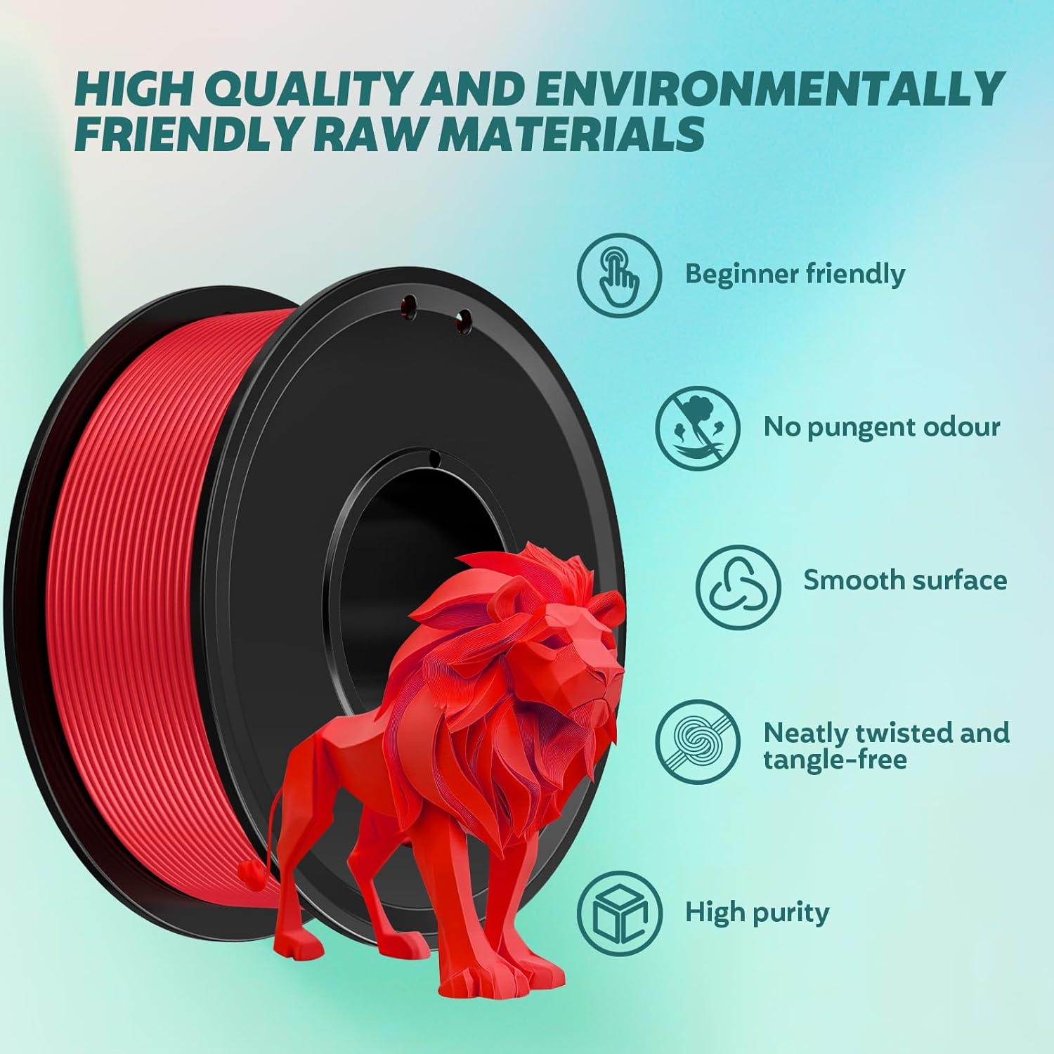 Dollate 3D Printing Filament - 5 Color Printing Filament White Black Blue Red Purple 1.75mm Dimensional Accuracy ±0.02mm Filled Filament Spools, Vacuum Packed 250G X 5