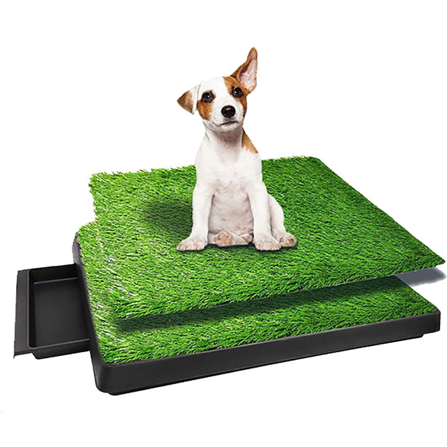 Inodoro para Perros,63 X 51CM Hierba Artificial Inodoro para Perros,con Bandeja y 2 Piezas de Césped Artificial,para Perros Pequeños Grandes Mayores