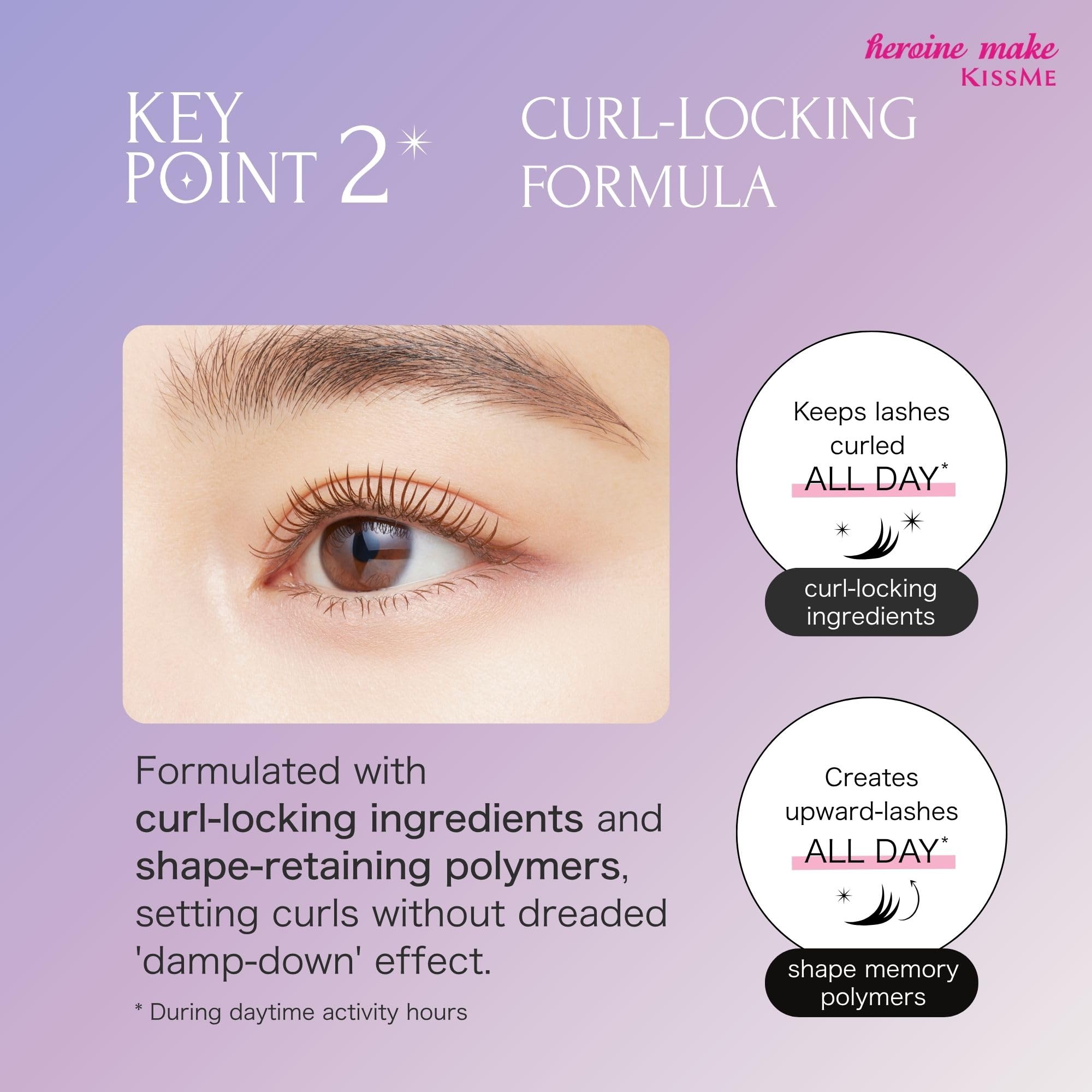 HEROINE MAKE Kissme Mascara Volume & Curl Advanced Film, Tubing, Imperméable et Longue Durée, Volumisant et Bouclé, Brosse Courbe, 6 Sérums Naturels, Fabriqué au Japon 1 EA