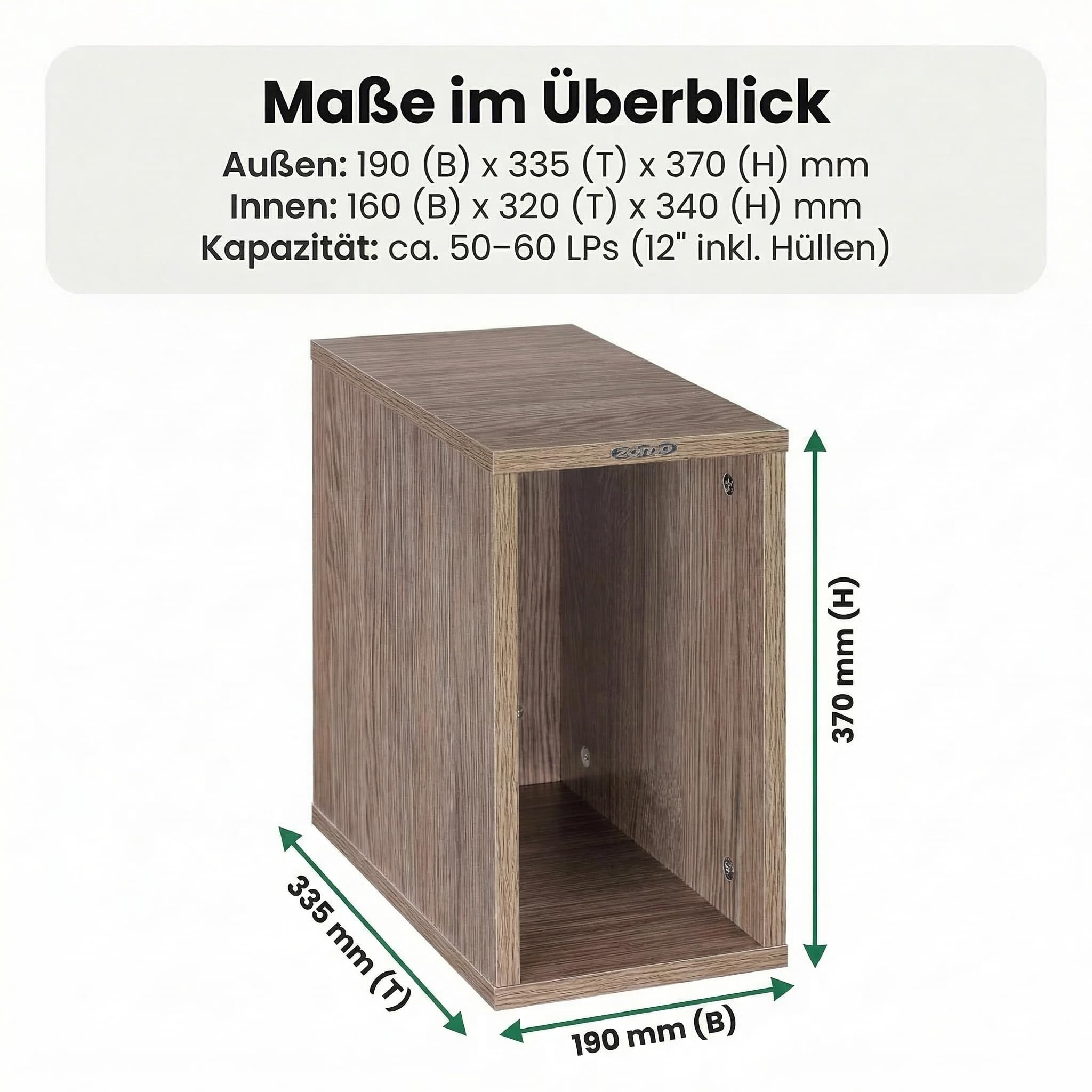 Mobiletto Per Vinili Zomo Vs-Box 50 Noce