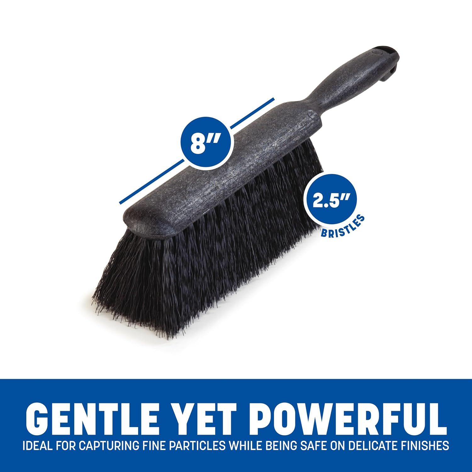 SPARTA Flo-Pac Bench Brush, Small Counter Broom with Handle for Cleaning Smooth Surfaces, 8", Black