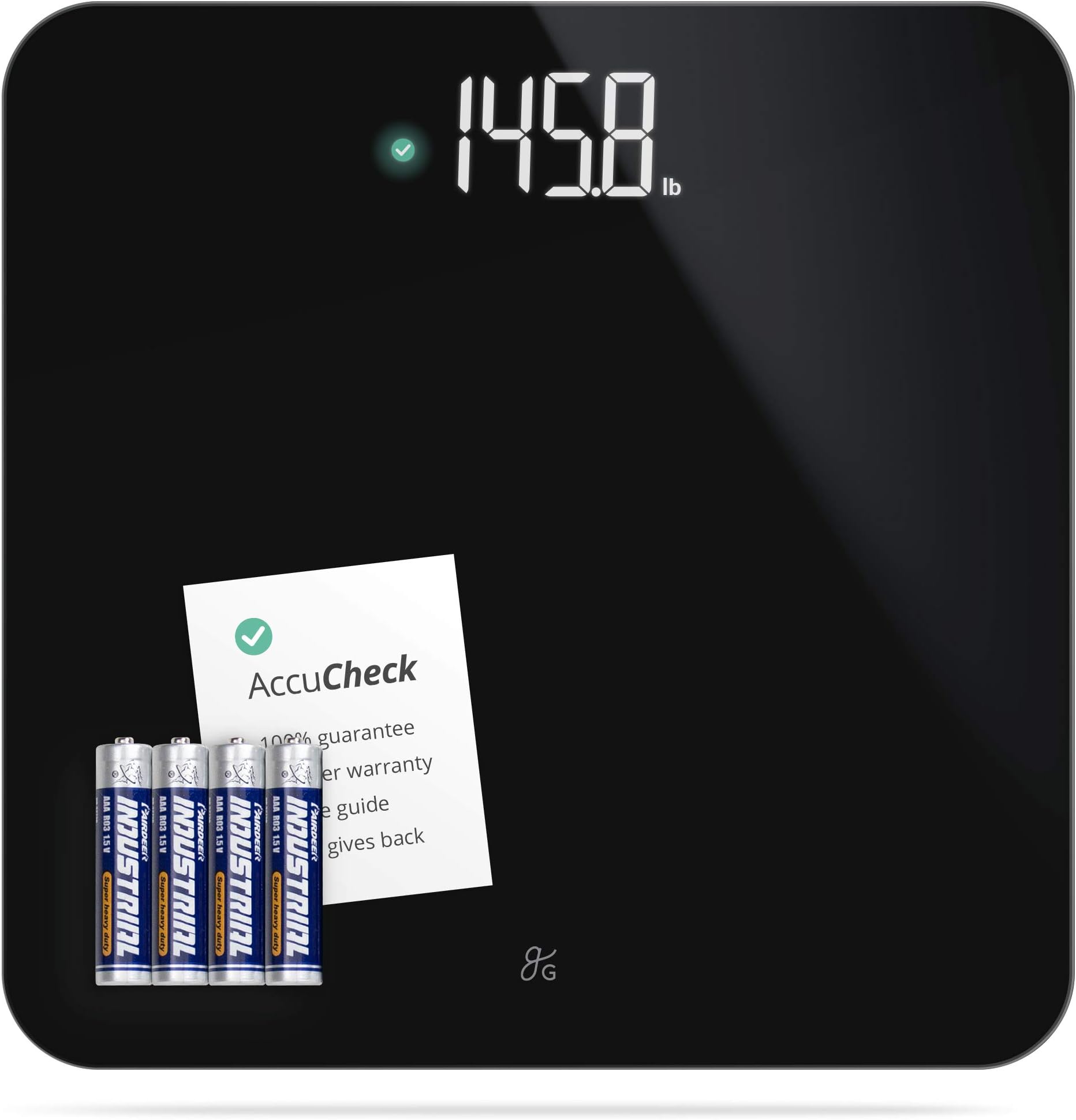 AccuCheck Digital Scale for Body Weight - Accurate Digital Bathroom Scale with High-Precision Sensors, Large Easy-to-Read Backlit Display, 400 lb Capacity, Auto Step-On (Black)