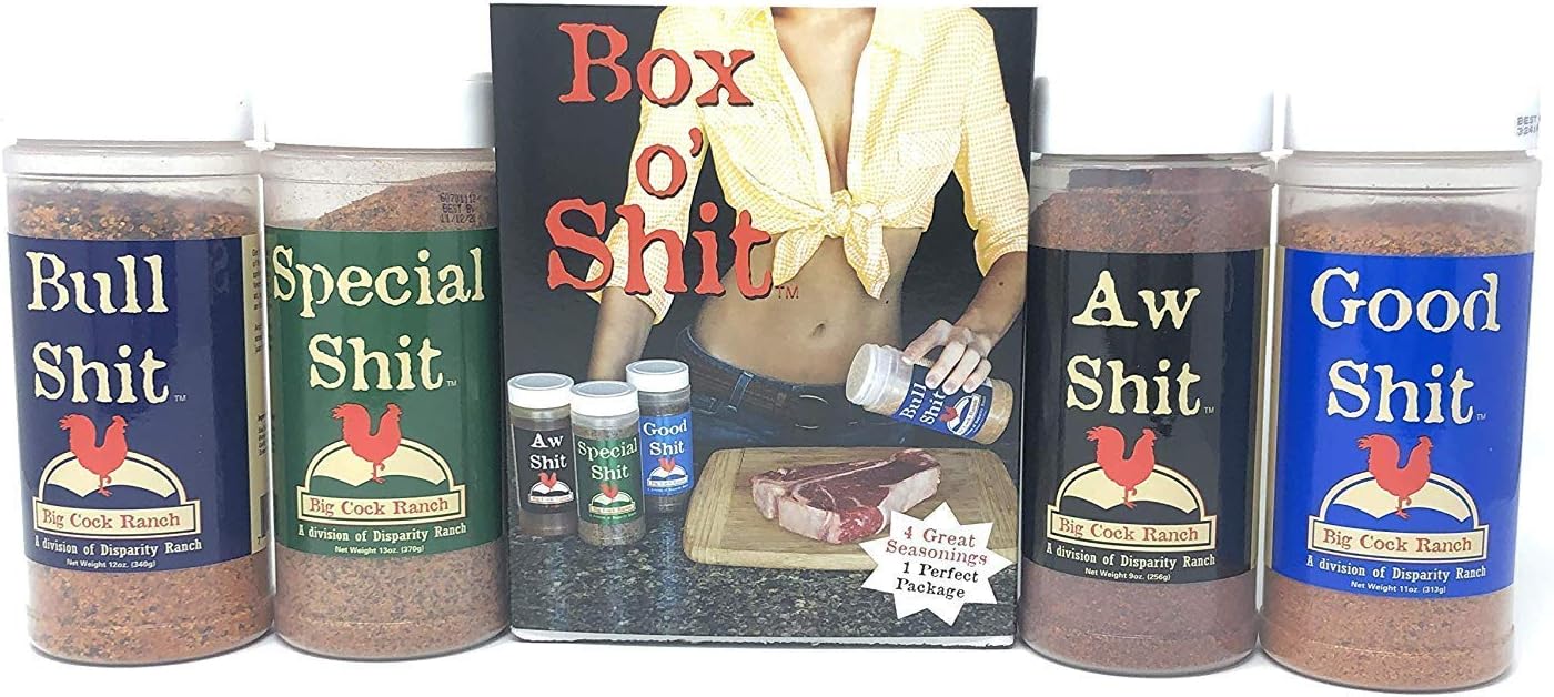 Big Cock Ranch - Box o' Shit Sampler Pack of 4 Different Seasonings (1 each of Bull, Special, Good & AW)