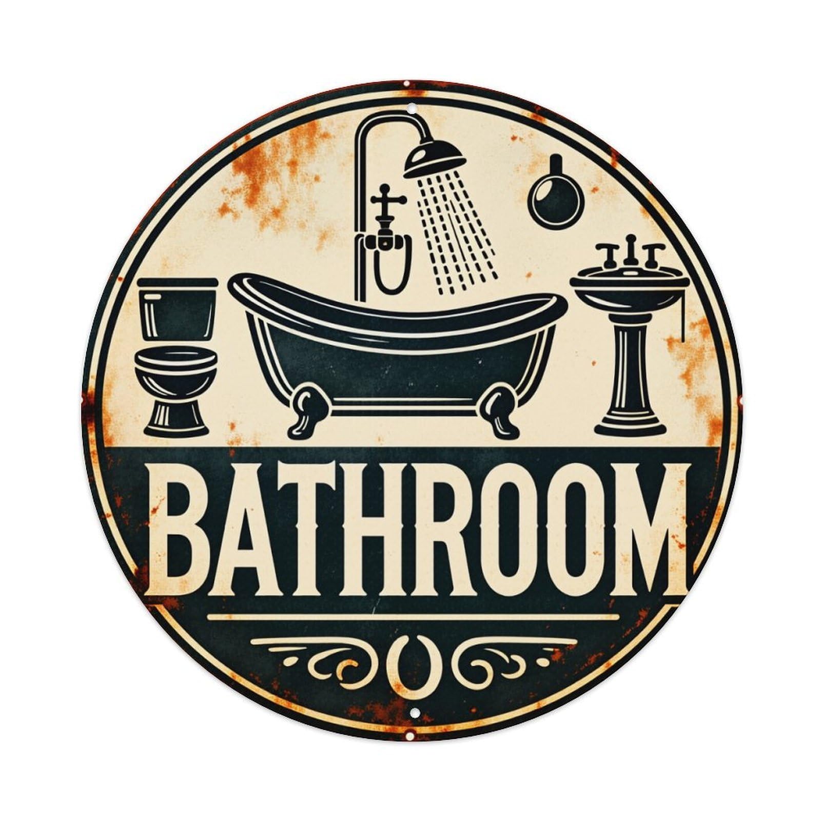 Bathroom Sign With Vintage Design Metal Tin Sign Vintage Garden Bedroom Cafe Bar Man Cave Home Wall Decor Metal Poster 8x8 inches