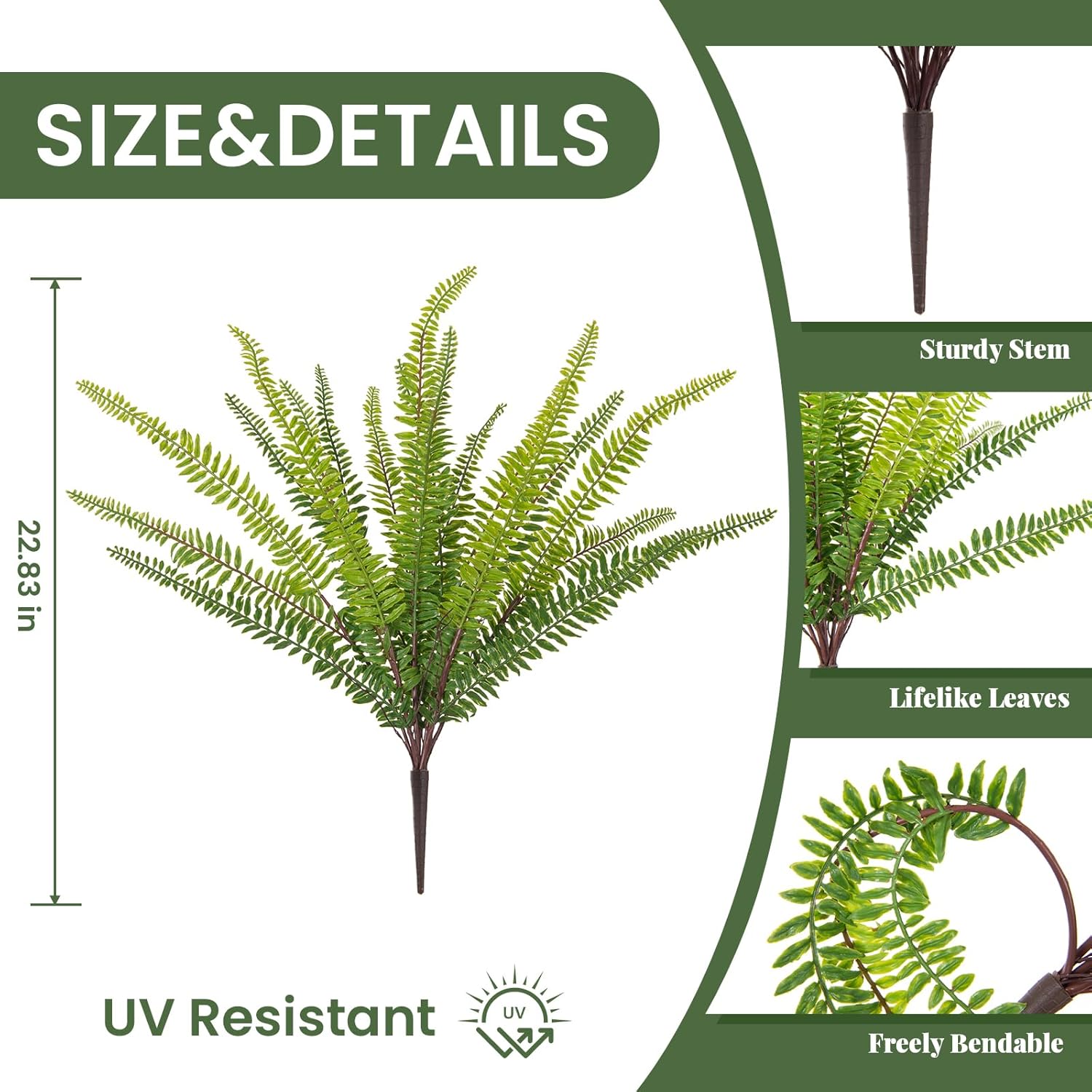 Artificial Fake Hanging Flowers Plants for Outdoor Spring Decoration,3 PCS Faux Silk Daisy with Boston Ferns,UV Resistant Look Real for Outside Home Indoor Planter Porch Patio Balcony Yard Decor - Image 2