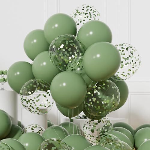 AULE 42Pcs Latex 12 Inch Sage Green Confetti Balloons Set