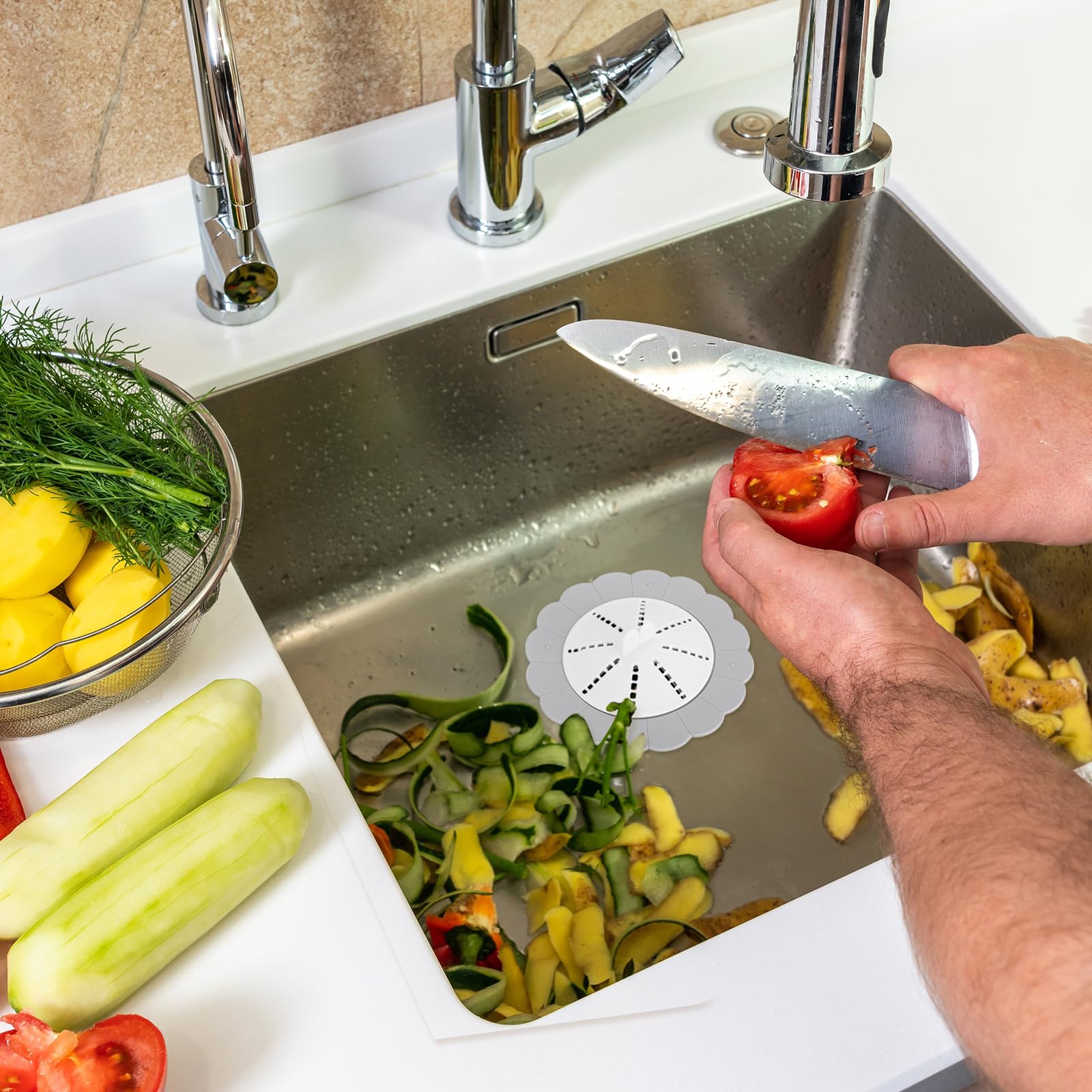 IAnomla Lot De 2 Carré Attrape Cheveux Pour Drain De Douche, Protection En Silicone De Qualité Supérieure Et Couvercle Pour Drain De Douche Standard (Noir Et Noir