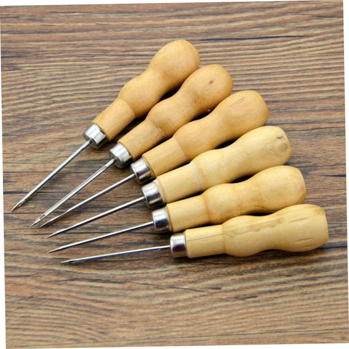 Gadpiparty 10Pcs Wooden Handle Sewing Awls Kit for DIY Crafting Stitching Repairing Essential Sewing Tools for Canvas Upholstery and More