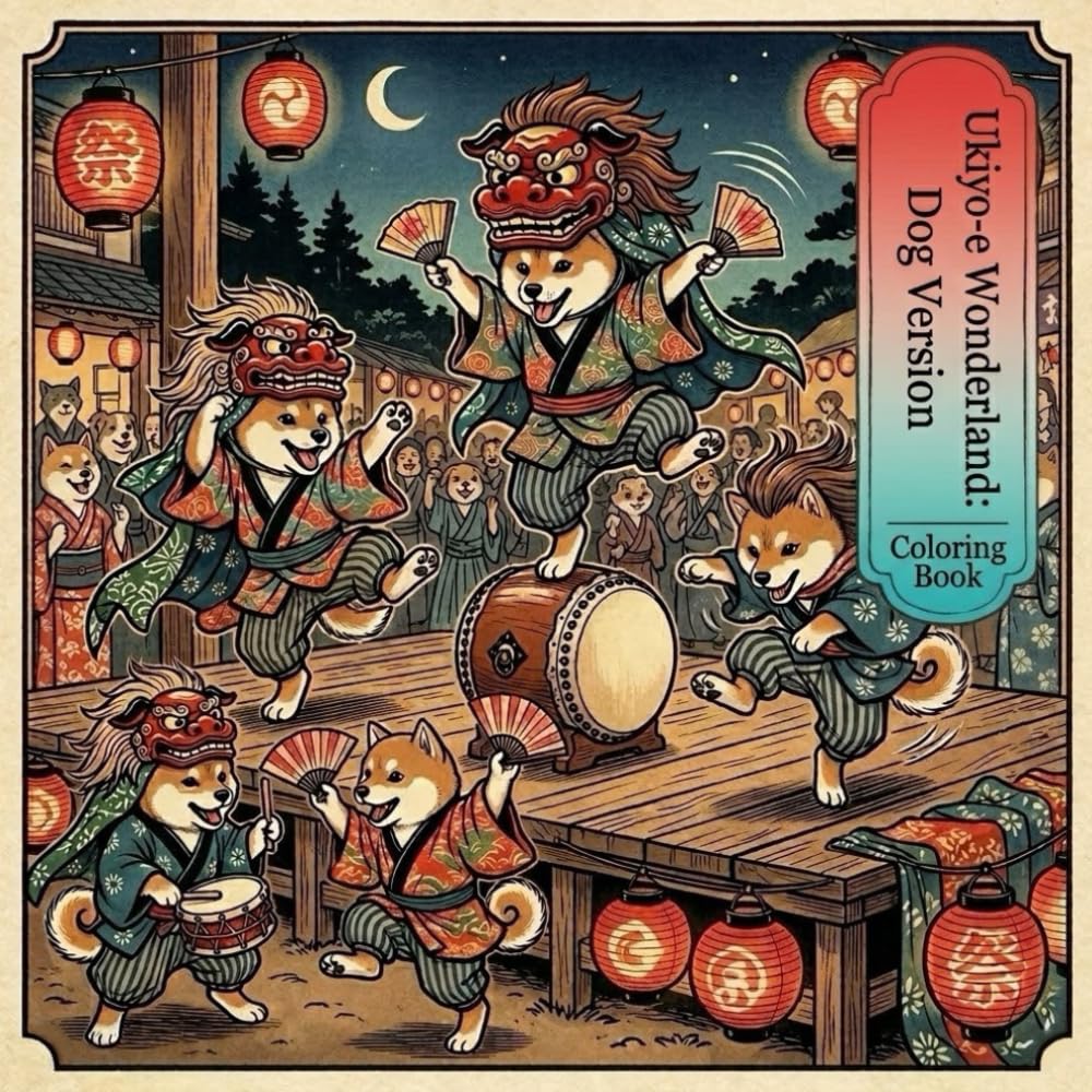 Ukiyo-e Wonderland: Dog Version (Coloring Book): 浮世絵風の粋な犬たちと楽しむ、大人のための和モダン癒やしぬりえ30選