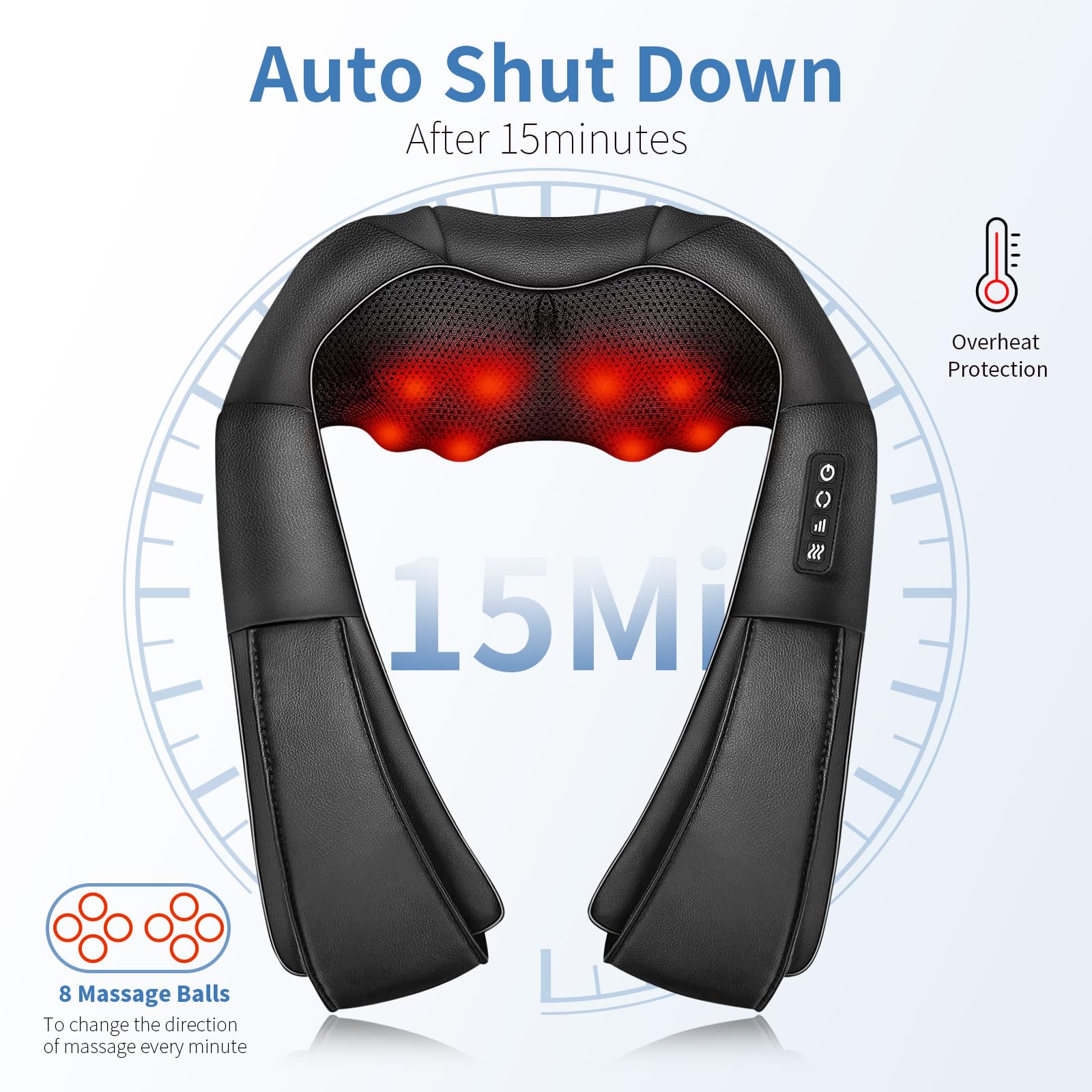 iKristin Masajeador de cuello con calor, masajeador Shiatsu, tejido profundo, amasado 3D | Para cuello, espalda, hombros, pies y piernas, para relajar los músculos en casa y offie para mujeres y hombres