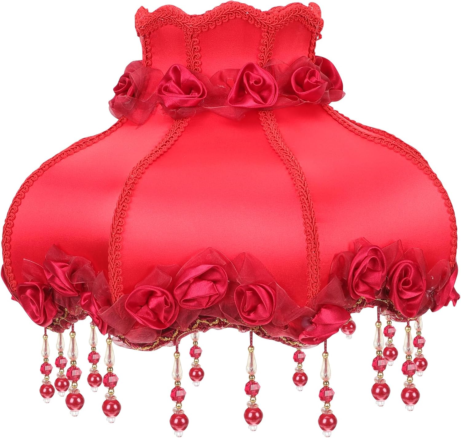 Angoily Cloth Lamp Shade, European Style Lampshade with Bead Tassel, Fabric Scallop Dome Lamp Shades, Floral Lamp Shade Replacement for Floor Lamps Sconce Table Lamps (Random Style)