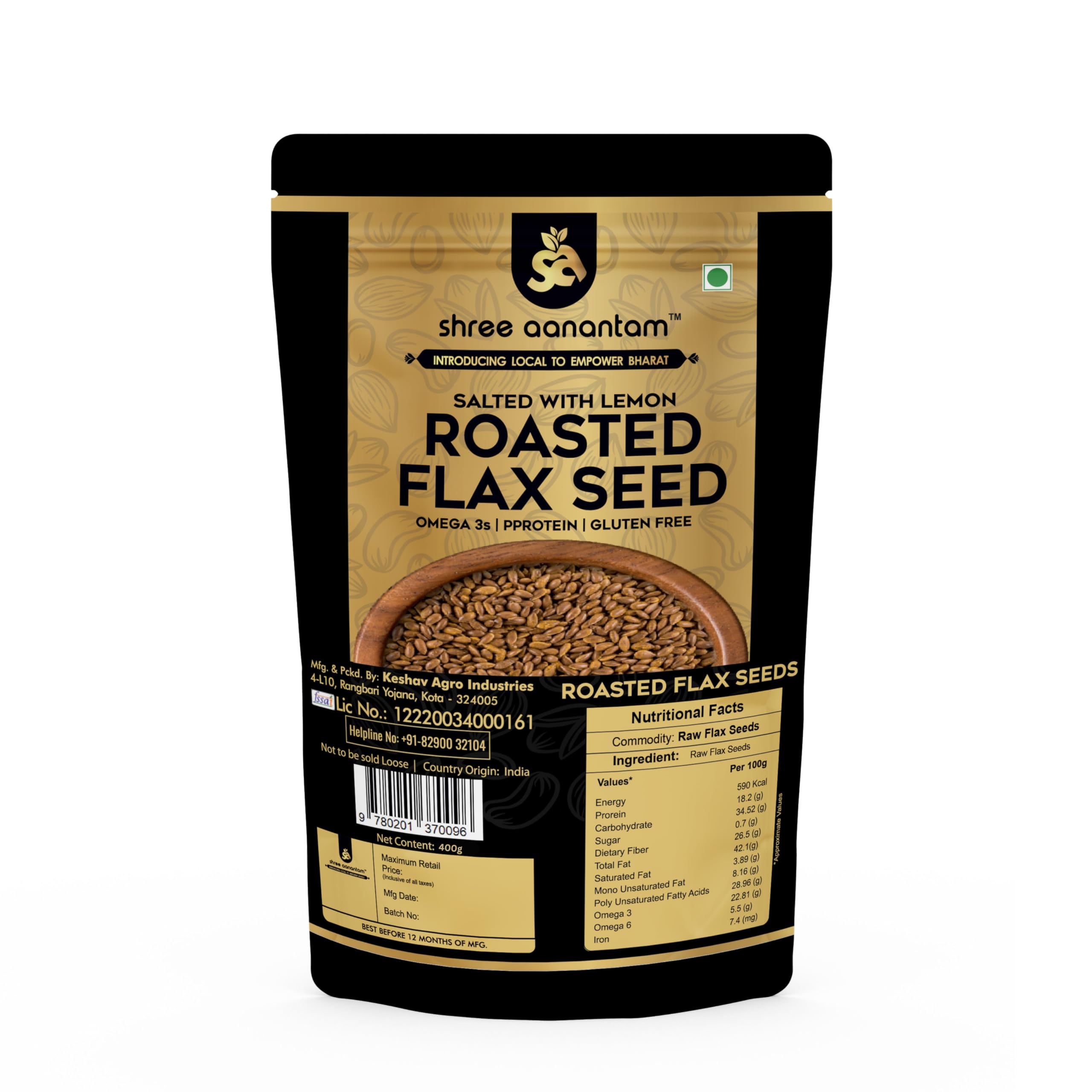 Shree Aanantam Roasted Flax Seeds 900g | Salted With Lemon Flavor | Fibre Rich | Flax Seeds for weight Loss | Alsi Seeds For Eating (B09SV2XVFH) Amazon Price History, Amazon Price Tracker