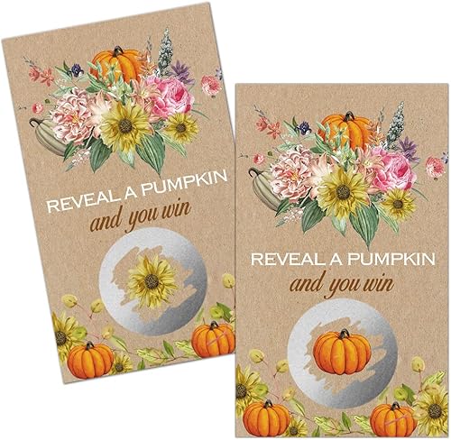 Miniatura 2 de Haizct Paquete de 50 tarjetas rústicas de calabaza para fiestas de boda, despedida de soltera, boletos de lotería nupcial, ideas de despedida de
