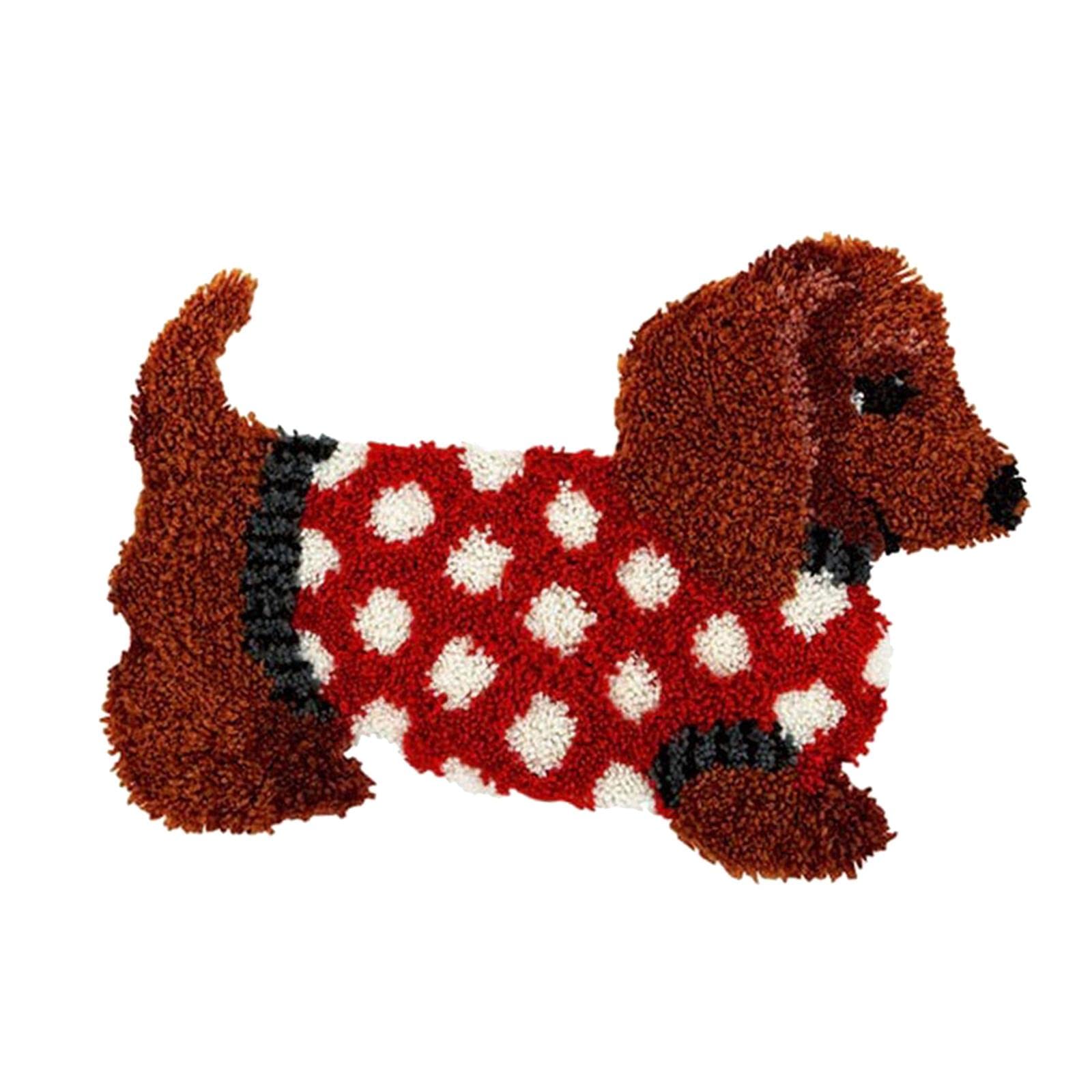 UJEAVETTE® Latch Hook Rug Kits Animal Crocheting Sewing Craft Tool Puppy in Red-image-34