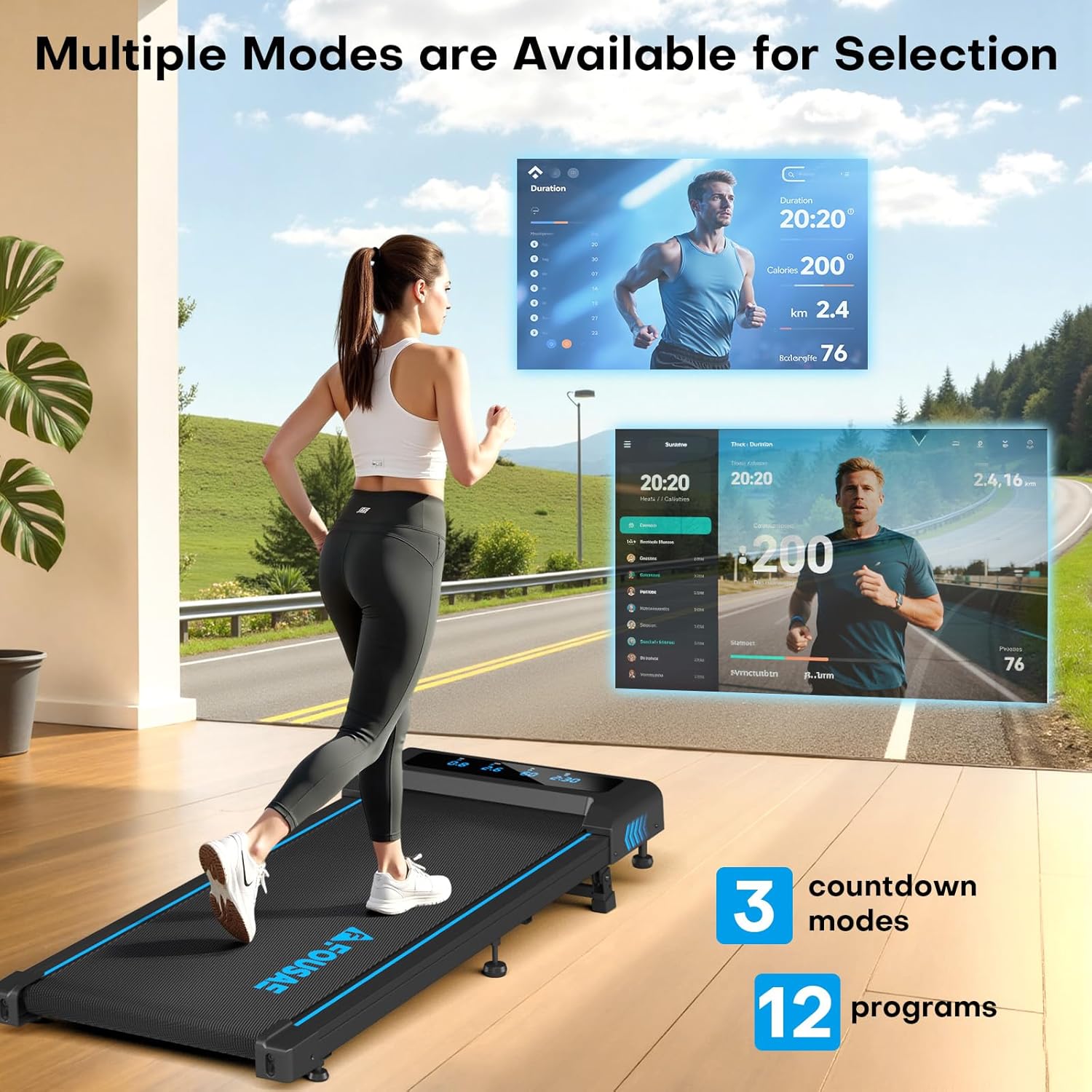 Walking Pad Treadmill for Home with 9% Incline, 4 in 1 FOUSAE 10 KM/H Under Desk Treadmill with Full Screen LED Display, 12 HIIT Programs, 2.5 HP Brushless Motor, 150KG Weight Capacity 2026 - view 5