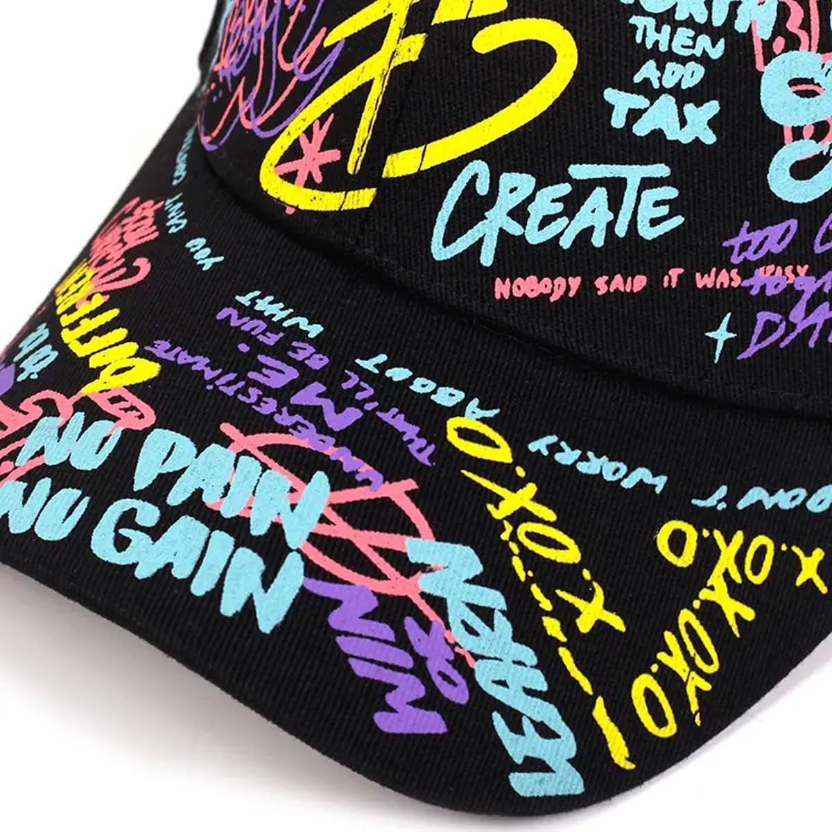 Graffiti Baseball Cap, Unisex Baseball Cap Adjustable Cotton Graffiti Doodle Sport Caps for Men Women - Image 3