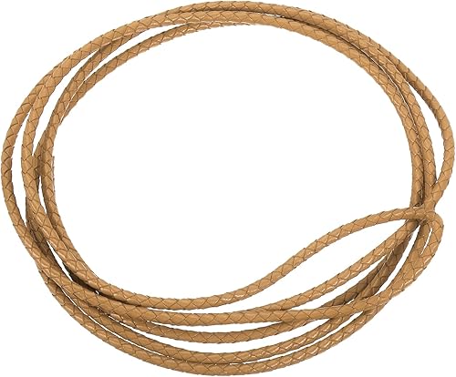 uxcell Cordón de cuero, tira trenzada de 2.2 yardas de 0.157 in de diámetro para bolso, bolso, cordones de zapatos, manualidades, pulseras, color