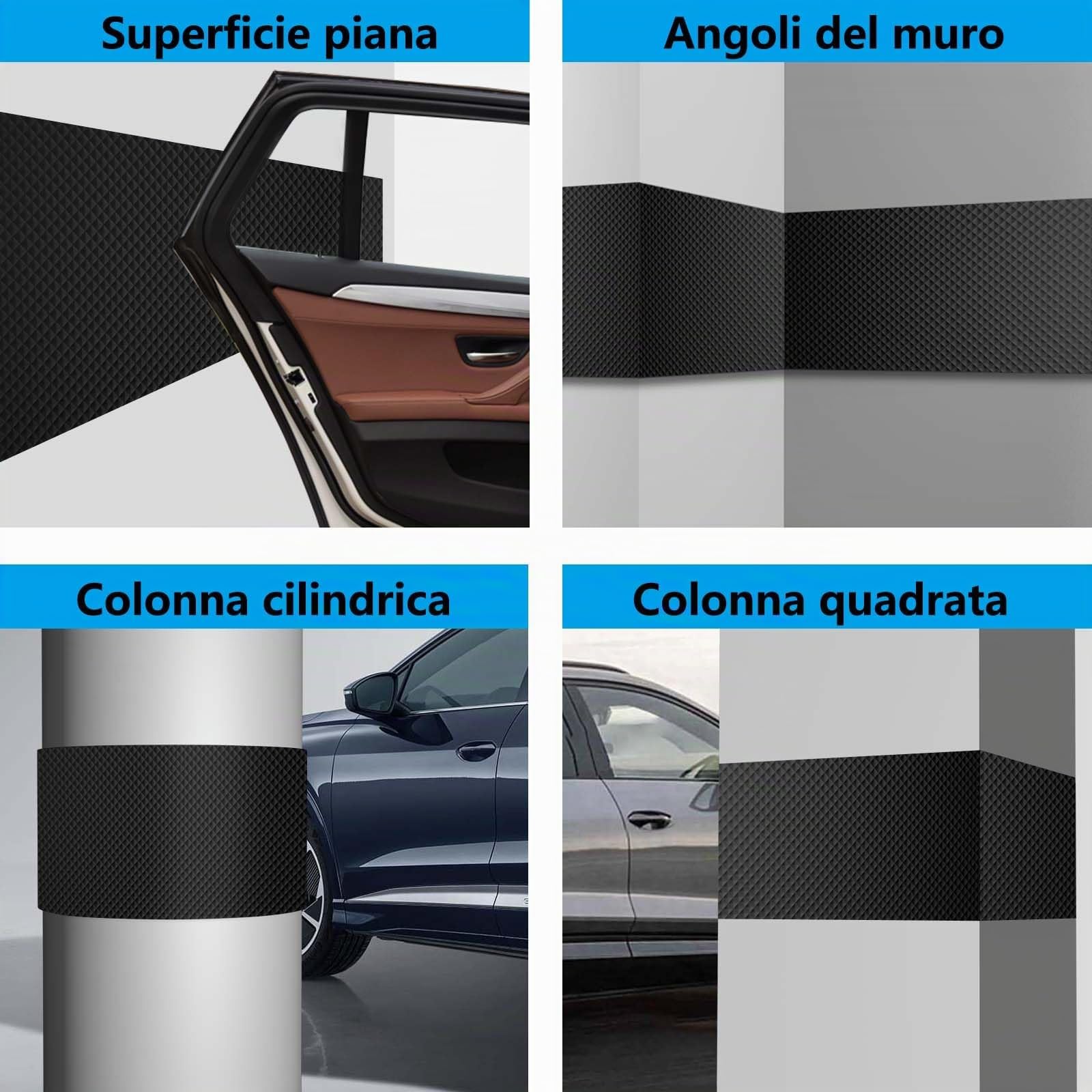 Spurtar Paracolpi Garage Gommapiuma Paracolpi Portiere Auto, Paraspigoli Muro Protezione Paraurti Auto per Esterno Accessori Automobile Gomma Adesiva, 4000 X 200 X 6,5 mm