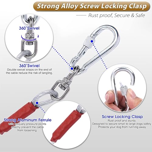 Miniatura 3 de Cable de amarre para perros de hasta 125250 libras, correas y cadenas de 10203050 pies de largo, cable de pasillo para perros pequeños y grandes,