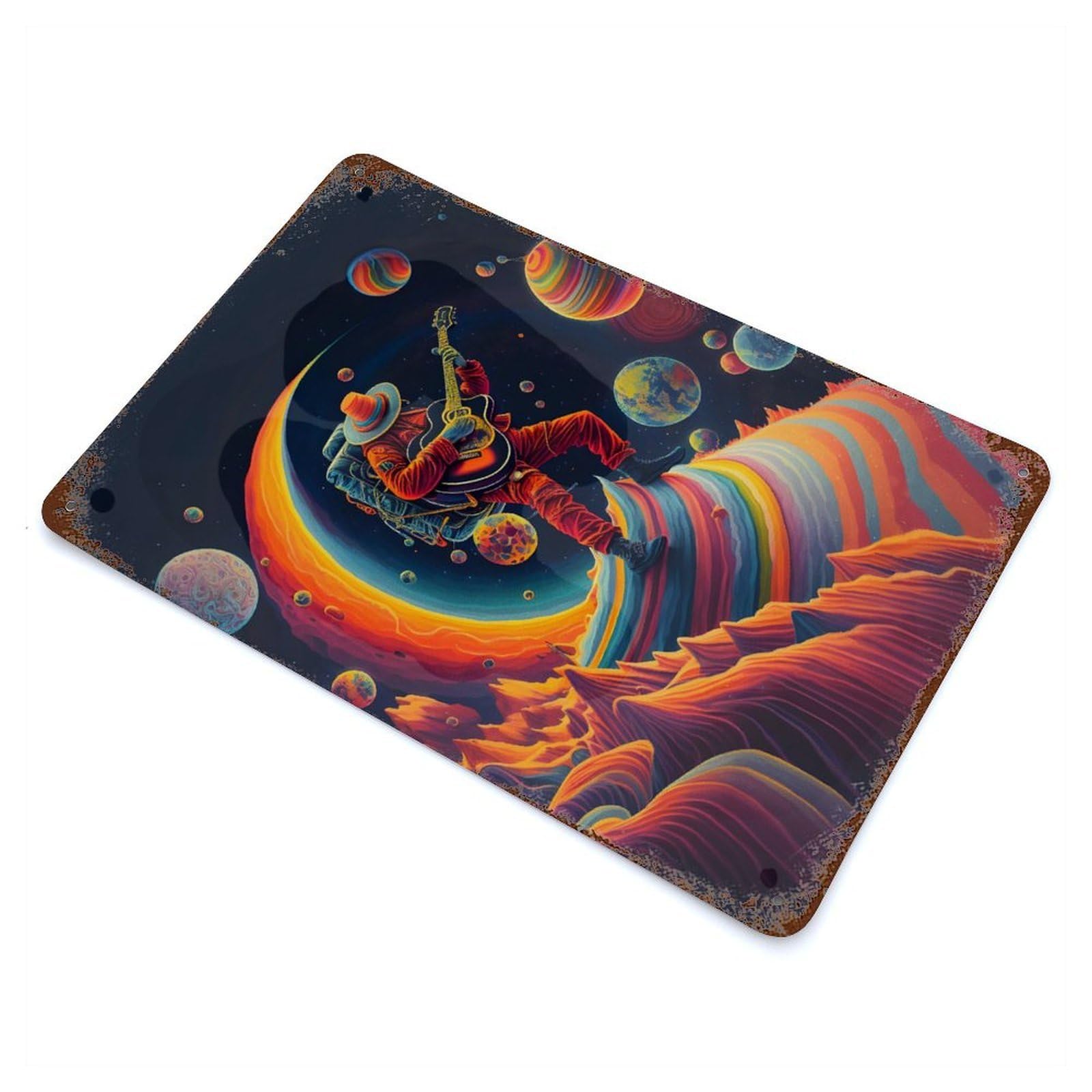 Guitarist Distressed Metal Wall Sign 11.8"x7.9", for Farmhouse, Kitchen And Entryway Decor, Rustic Home Decor