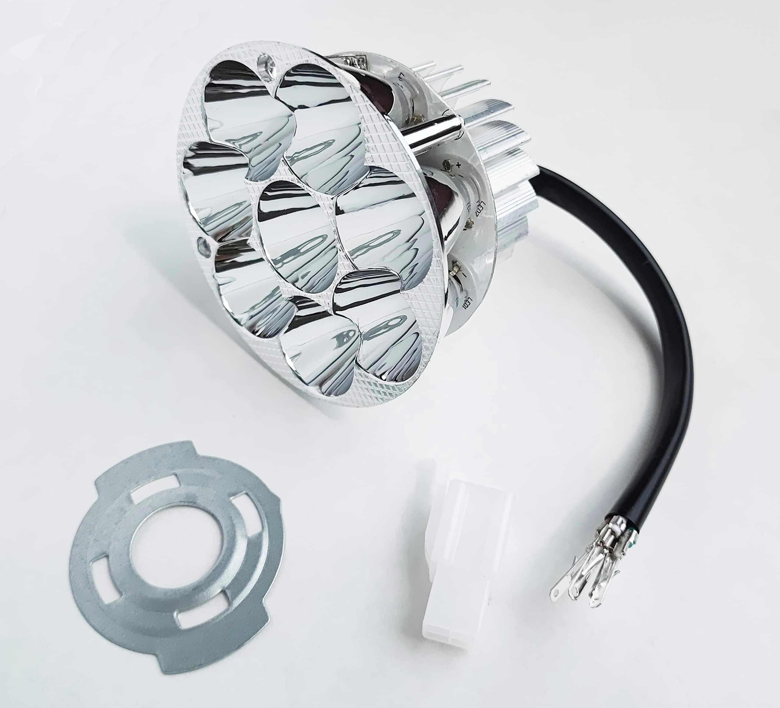 Round White 30w 6-LED Motorcycle Universal Headlight Waterproof Scooter 6000k High Low Beam Light Bulb Lamp 12v 48v 60v 72v 90v