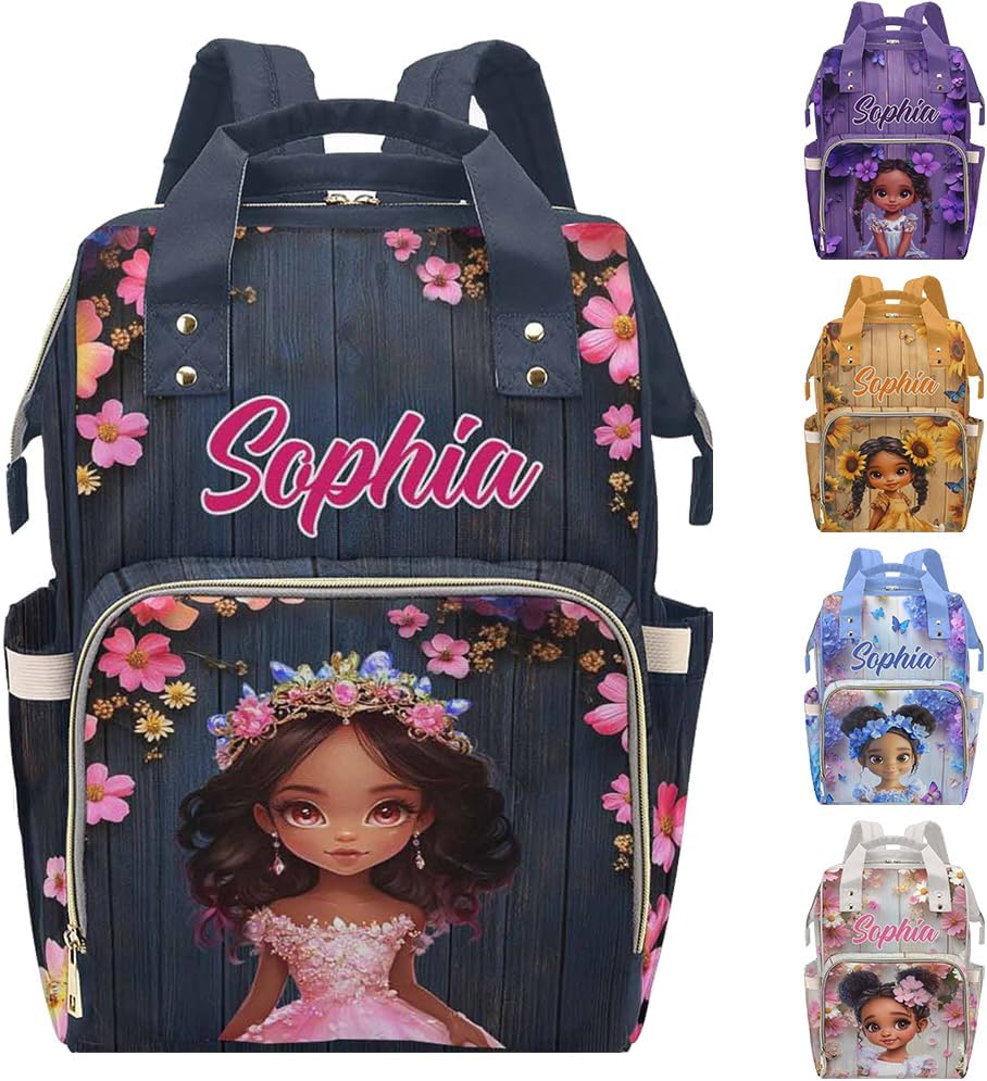Artsadd Custom Diaper Bags for Men Women, Customized Princess Diaper Bag Fashion Mommy Bags Personalized Mommy Nursing Daycare Bags Shoulder Casual Daypack Custom Maternity Package Bag