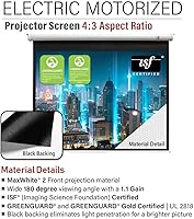 Vista 2 de Akia Screens Pantalla de proyector desplegable con control remoto eléctrico motorizado de 104 pulgadas, 4:3, 8K, 4K, HD, 3D, retráctil, montaje