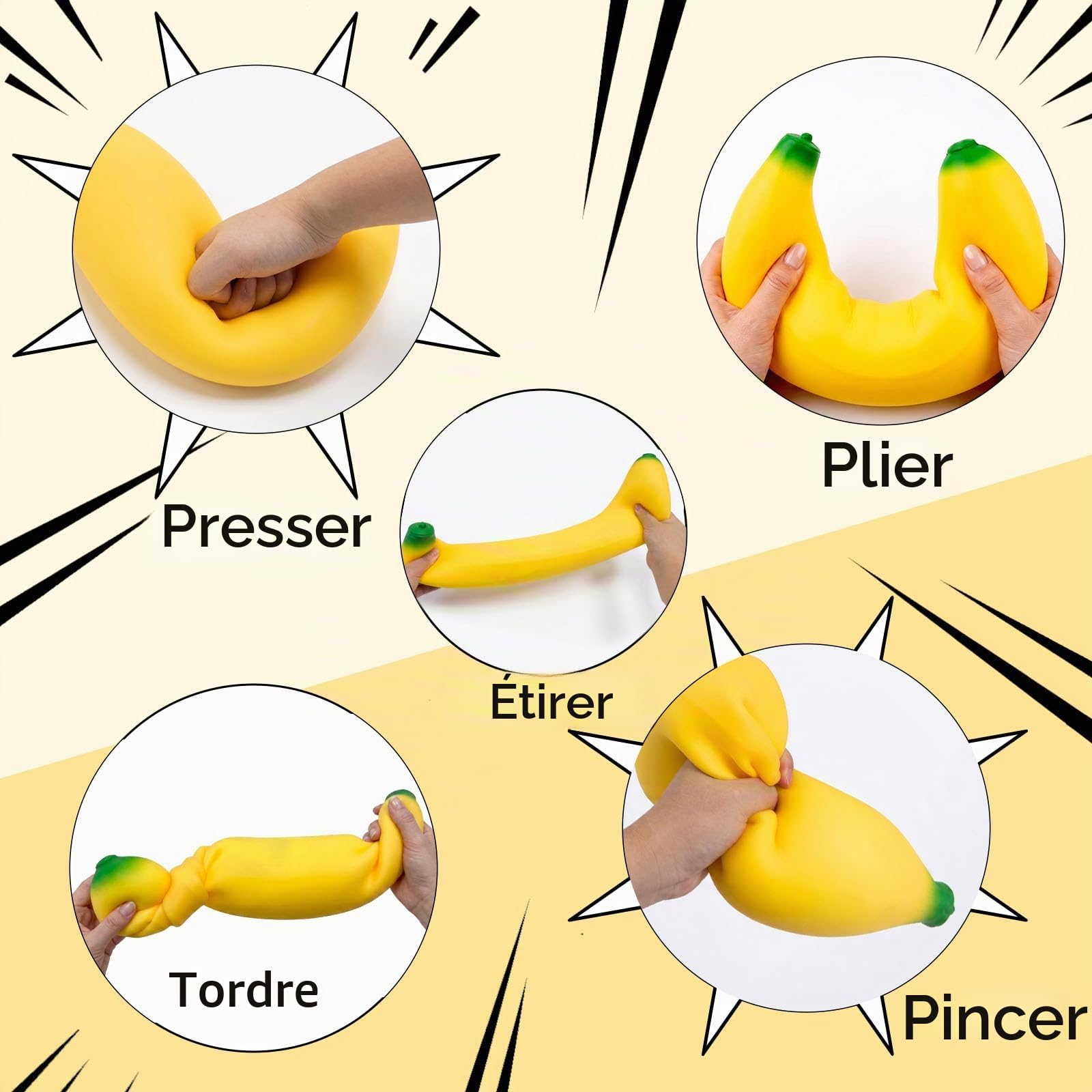 Squishy Banane Geant, Jouet Anti-Stress Banane XXL, Jouet Sensoriel Anti-Stress Retour Lent, Ouet de Décompression Ultra-Doux, pour Maison et Bureau