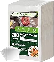 Selefrecos 200 Quart Vacuum Sealer Bags 8x12 Inch BPA-Free Heavy Duty 7-Layer for FoodSaver Sous Vide Freezer Storage Meal Prep
