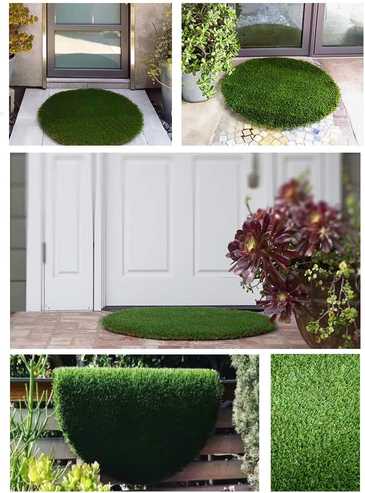 Christmas Tree Decoration, Artificial Grass Mat Round Shape, Realistic Synthetic Grass Indoor Outdoor Rug, Garden Lawn Landscape for Pets,Fake Faux Grass Rug with Drainage Holes, Diameter 4 FT