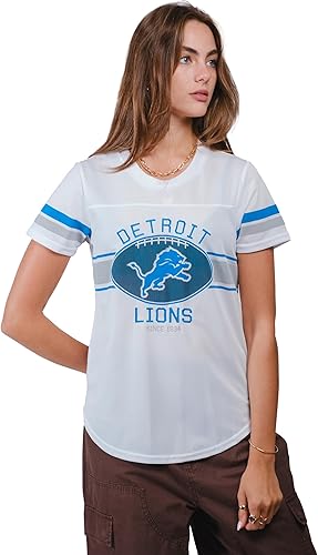 Miniatura 39 de Ultra Game Women's NFL Official Soft Mesh Varsity Stripe T-Shirt Blanco