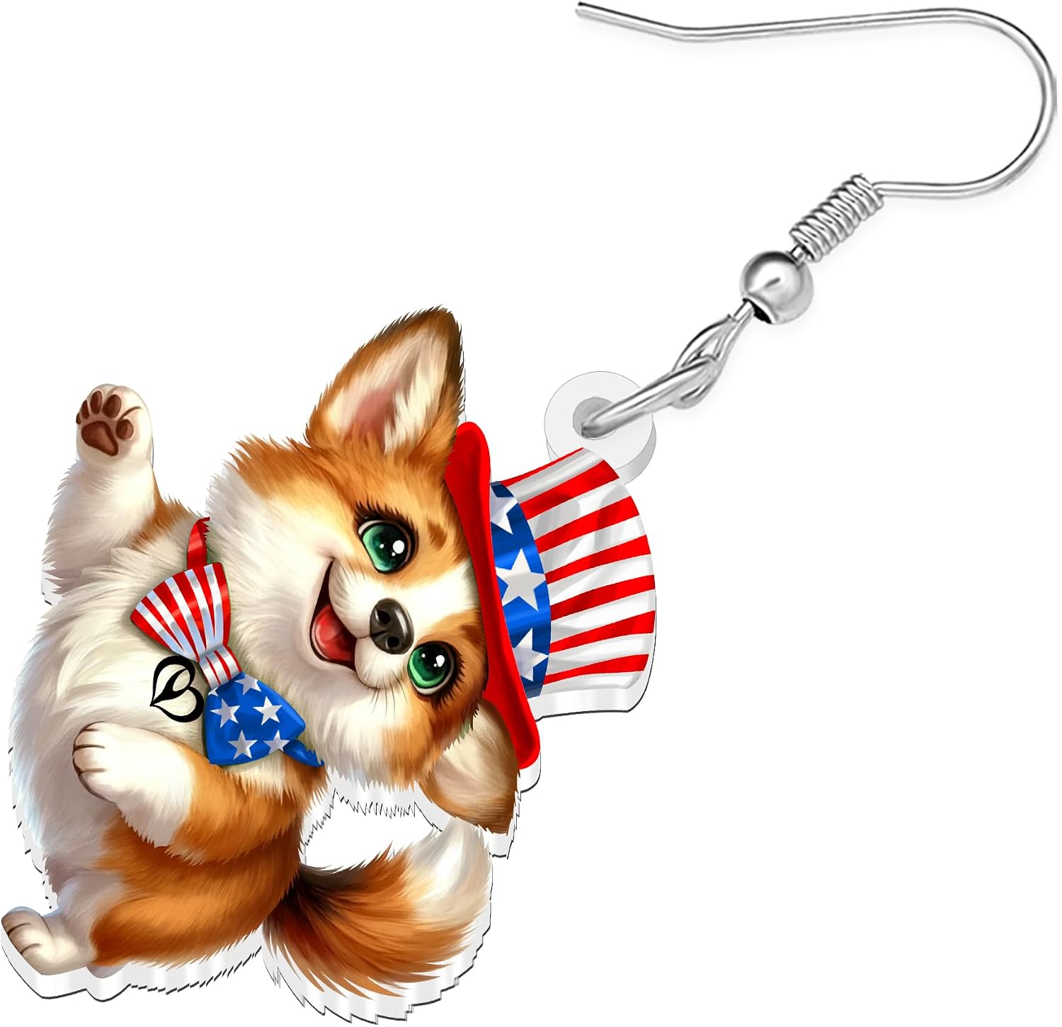 DUOWEI 4th of July Patriotic Dog Dangle Earrings Dog Mom Gifts for Women, Acrylic Animal Puppy Pets Independent Day American Flag Holiday Jewelry Accessories image 4