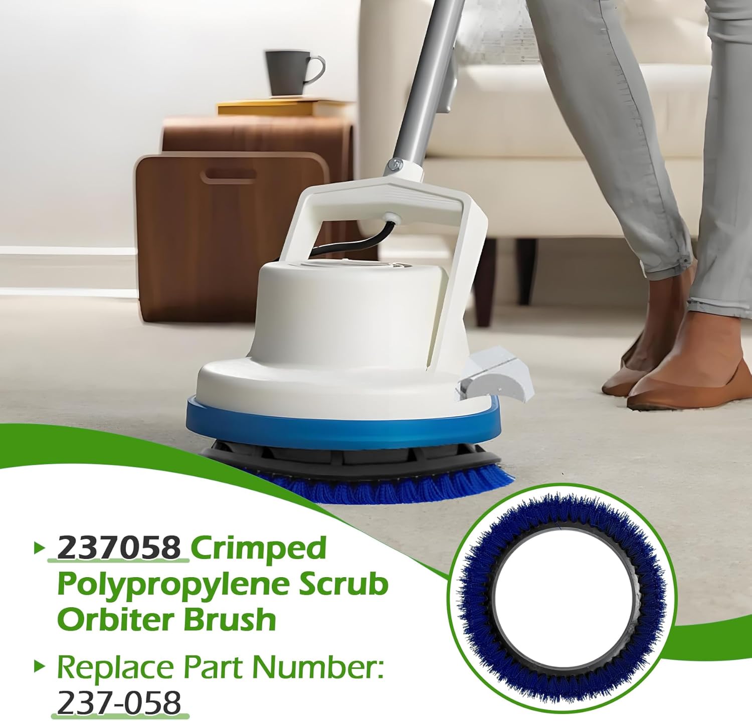 2Pack 237058 Polypropylene Scrub Orbiter Brush for ORB550MC Orbiter Floor Machine, 12” Diameter, Blue