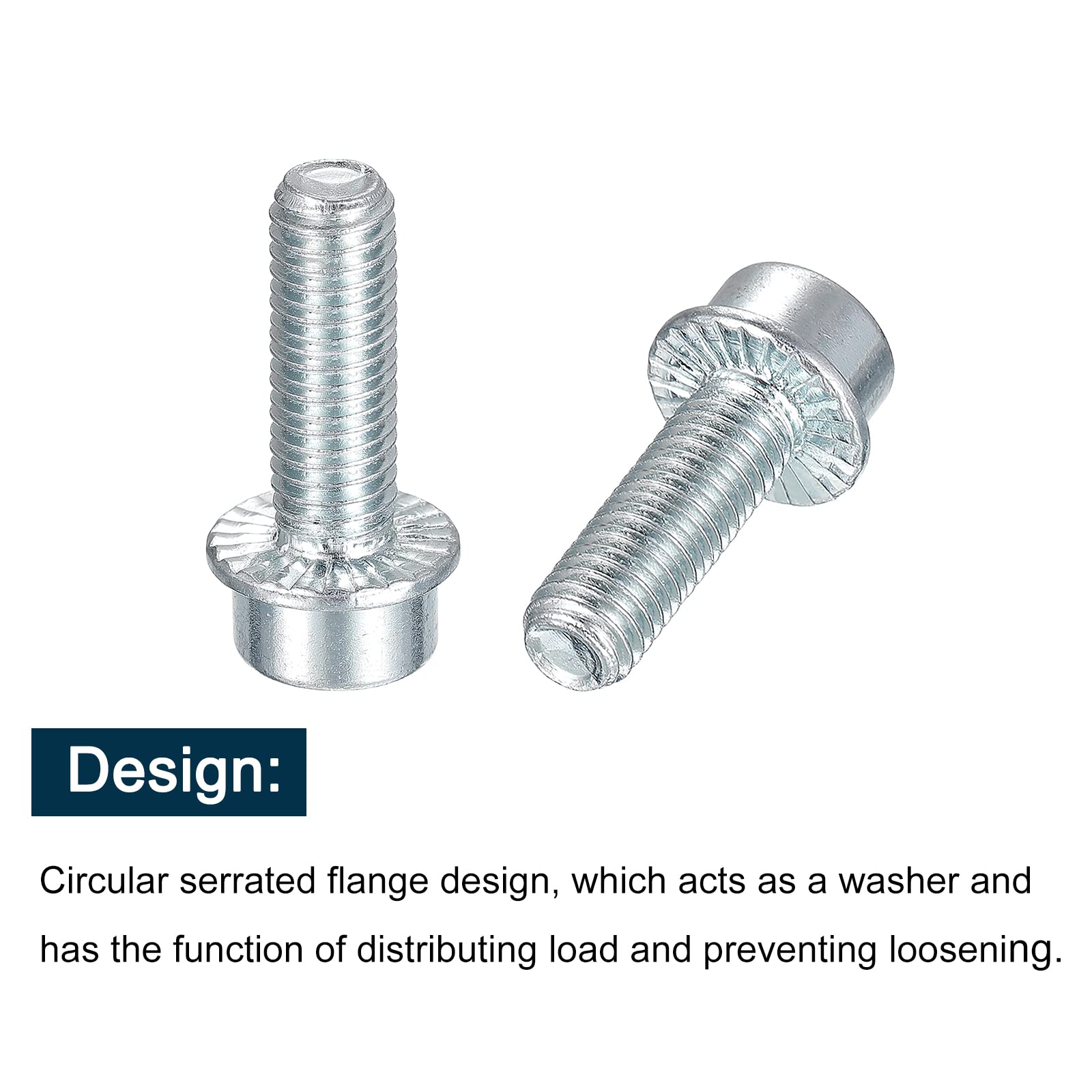 sourcing map Tornillos de cabeza de enchufe con brida M8 x 25 mm, 20 tornillos de cabeza hexagonal de acero al carbono de grado 8.8 de grado