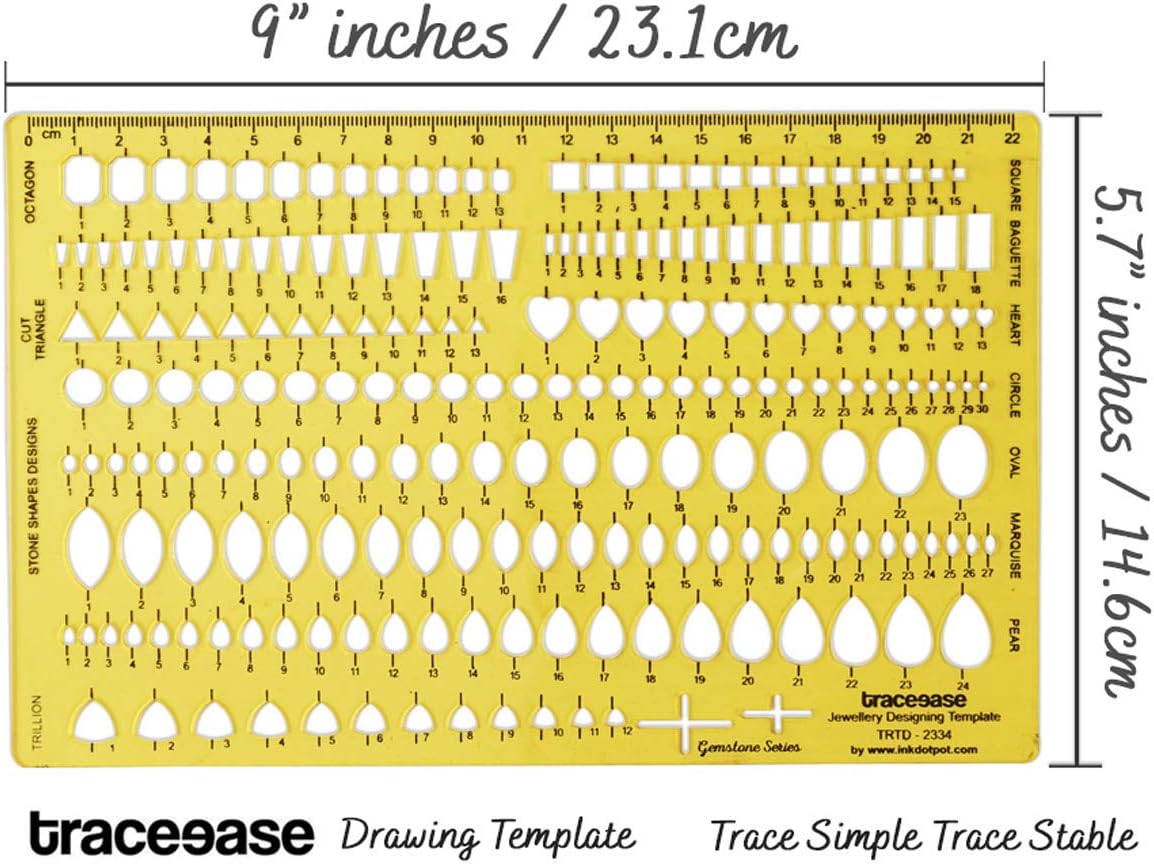 Traceease Multiple Shape Gemstone Series Draw Jewelry Templates Drafting Tools Jewellery Designing Stencils