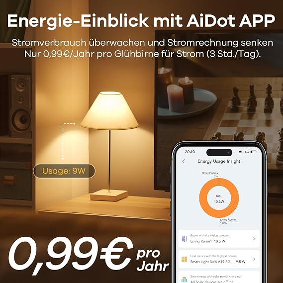 Linkind Matte Smart RGBTW Lamp Wifi E27 Alexa Bulb 1800-6500K Multicoloured WLAN Intelligent Bulb Music Sync Compatible with Siri/Google Home/SmartThings 800 Lumen Replaces 60 Watt Pack of 4 [Energy Class F]