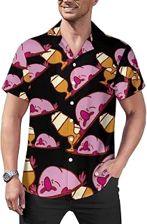 Blobfish Beer Mens Shirts Hawaiian Short Sleeved Cuban Collar Graphic Tees Tops