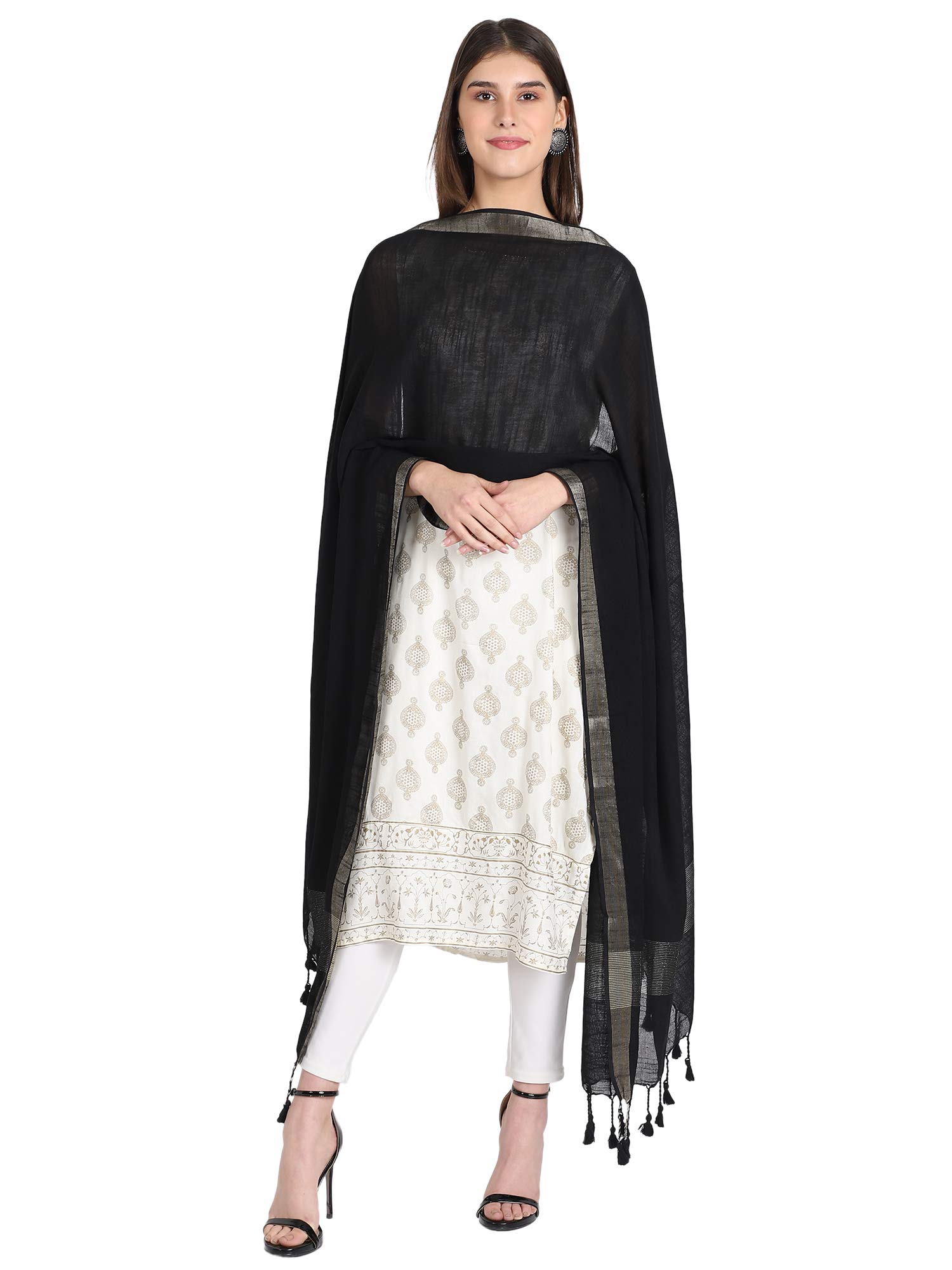 the weave traveller Women's Solid Cotton Blend Dupatta-picture-30