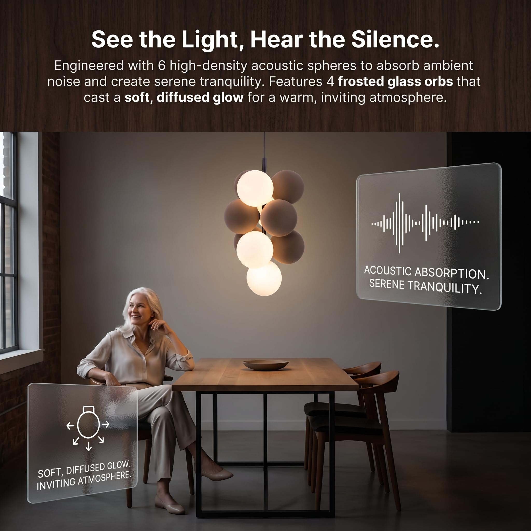 BARCELONA LED DRAC Akustik Pendelleuchte Vertikal Braun G9