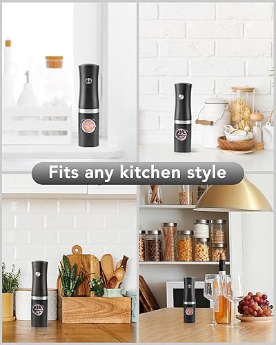 Vista 7 de FORLIM Rechargeable Electric Salt and Pepper Grinder Set with Charging Base, Automatic Pepper Mill, Adjustable Coarseness, White LED Light, USB