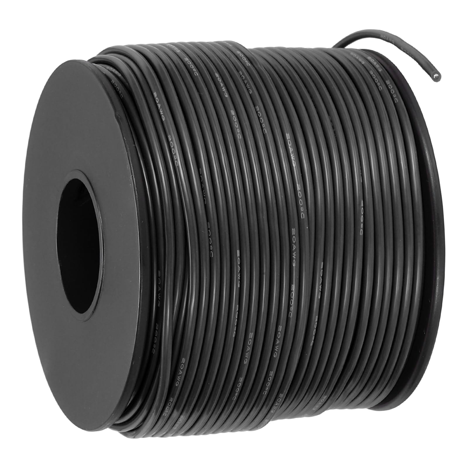 sourcing map 20 AWG Flexible Silicone Wire 61m/200ft, 20 Gauge Tinned Copper Electrical Stranded Wire 200 Celsius/392 Fahrenheit High Temperature Hookup Spool for DIY Model Wiring, Black