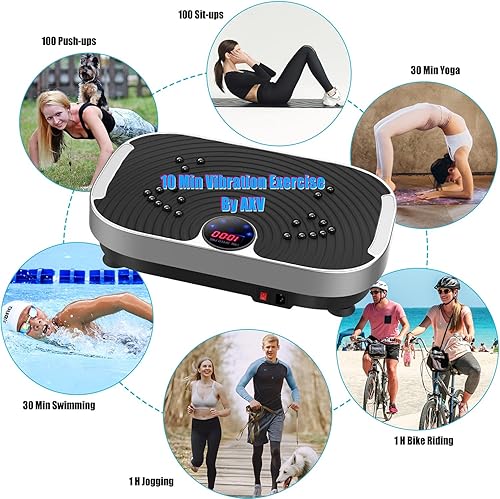 Miniatura 2 de AXV Máquina de ejercicios con placa de vibración, entrenamiento de cuerpo entero, plataforma de fitness, máquina de drenaje linfático para pérdida