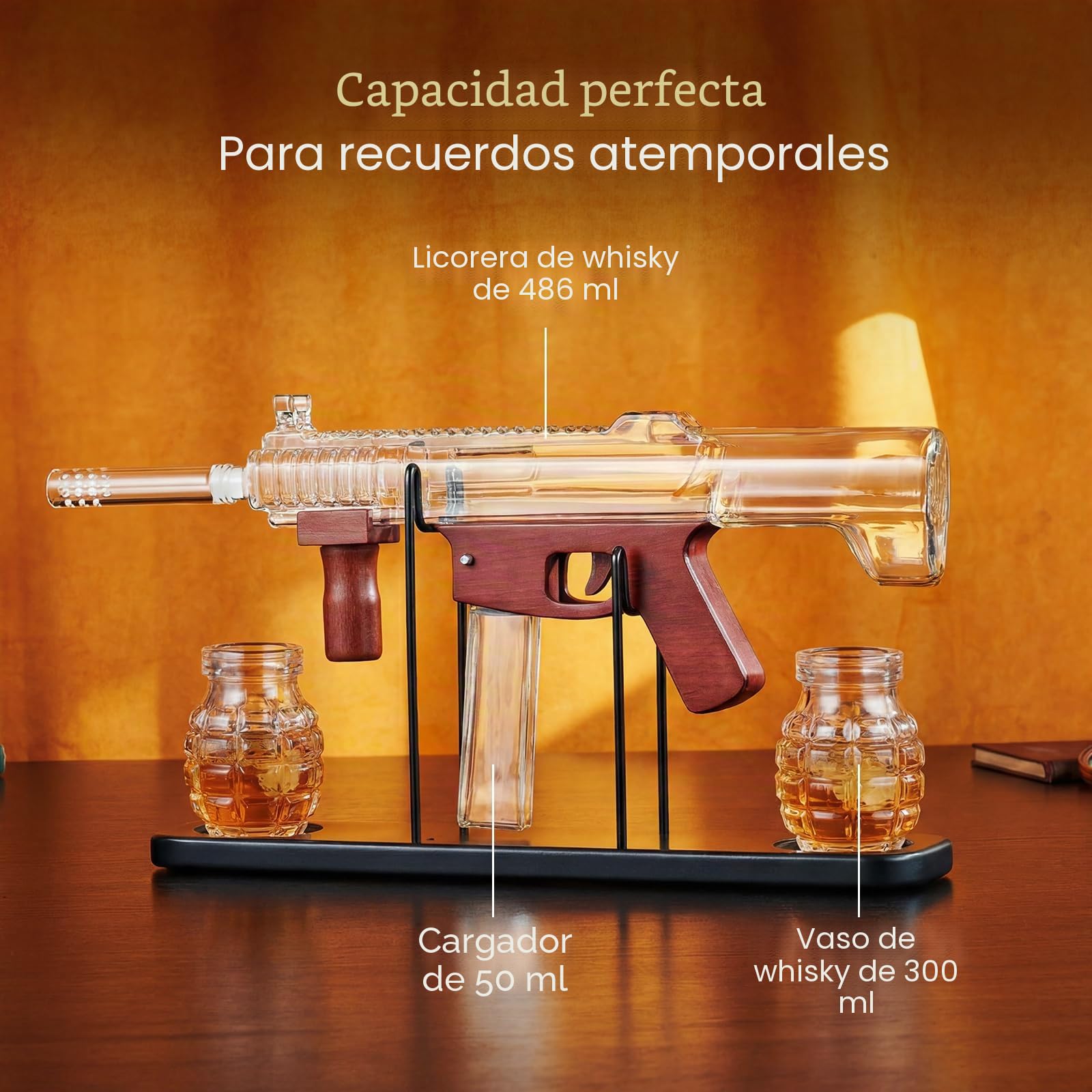 Regalos para hombres Papá, Kollea Whisky decantador set-Edición Limitada, licor decantador con bala vaso de chupito, gran regalo de cumpleaños para él-marido, regalo militar para el bar de casa