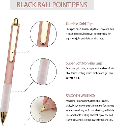 Miniatura 2 de Linbsunne - Bolígrafos negros de punta mediana de 364 de pulgada, con agarre supersuave, retráctiles, para hombres y mujeres (18 unidades)