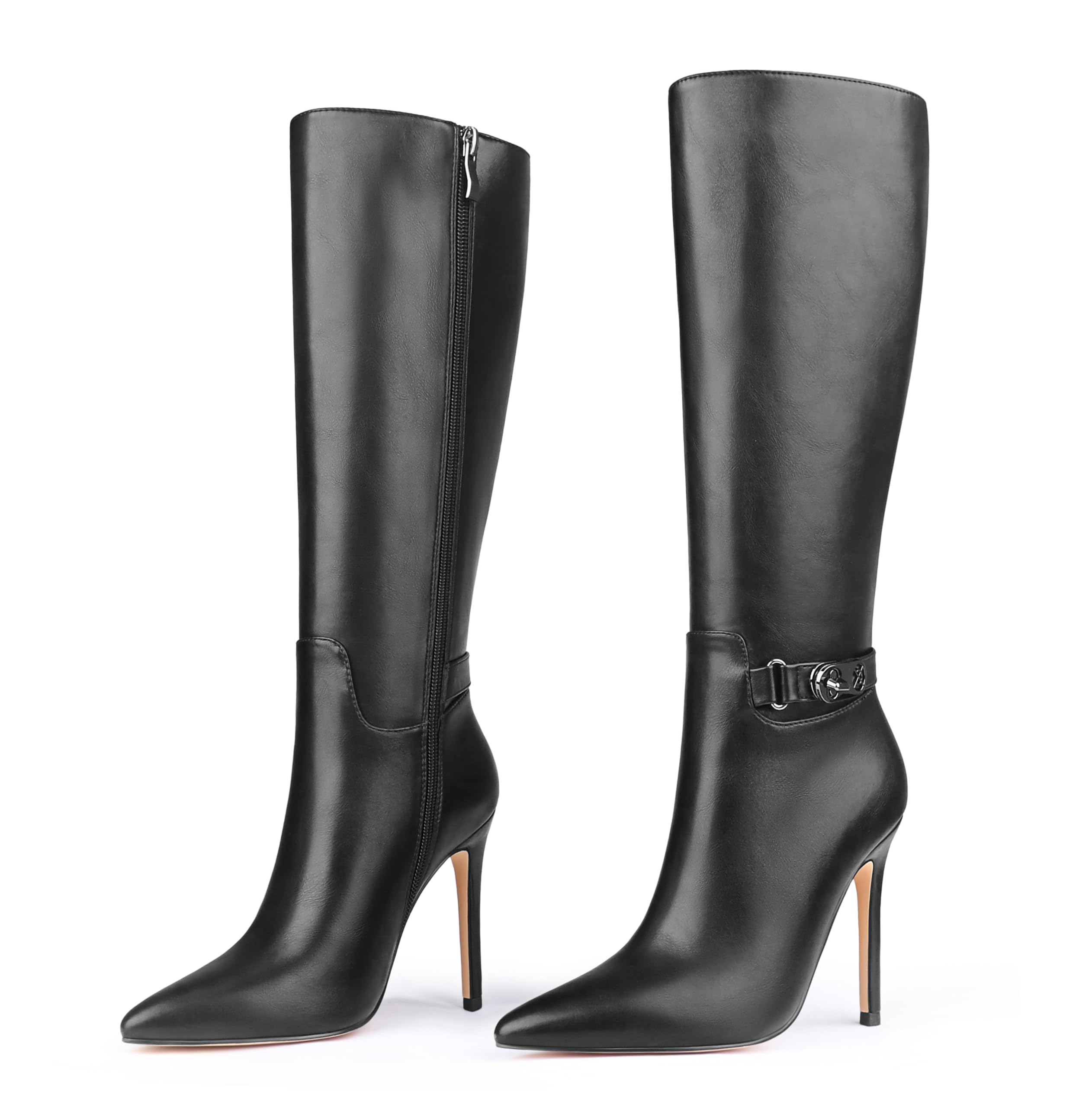 MERUMOTE Stiletto Knee High Boots Women Sexy Pointed Toe Zipper High Heels Boots
